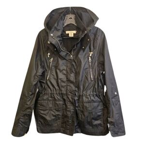L.O.G.G. by H&M Black Hooded Utility Jacket size 8 AB-1494